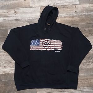 Ariat Black Hoodie with American Flag Design